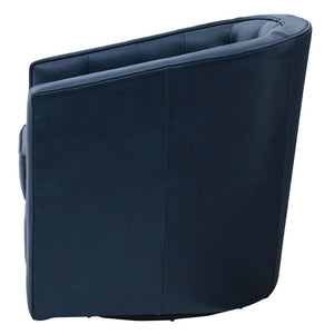 Walsh Top Grain Leather Swivel Arm Chair In Garrett Blue