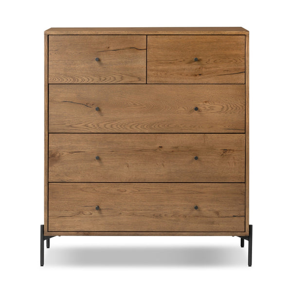 Eaton 5 Drawer Dresser - Amber Oak Resin