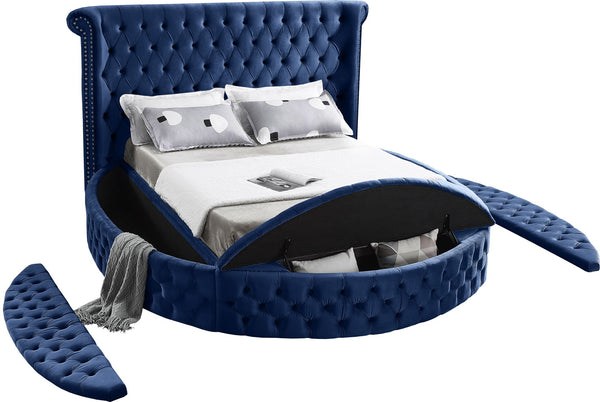 Lorena Full Bed In Navy Velvet