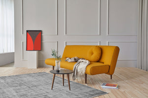 UNFURL SOFA BED in ELEGANCE BURNED CURRY FABRIC WITH Dark Wood LEGS 507