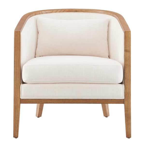 Tillman Fabric Accent Arm Chair w/ Rattan, Shortbread/Natural