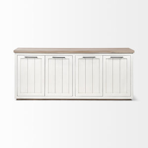 Fairview III Solid Wood Brown Top & White Frame 4 Cabinet Door Sideboard