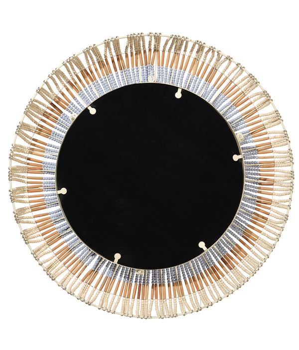 Native Beaded Round Wall Mirror 