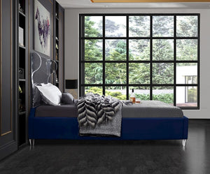 Levi Twin Bed In Navy Velvet