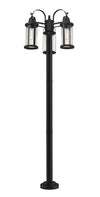 Roundhouse 3 Light Outdoor Post Mounted Fixture in Black Finish