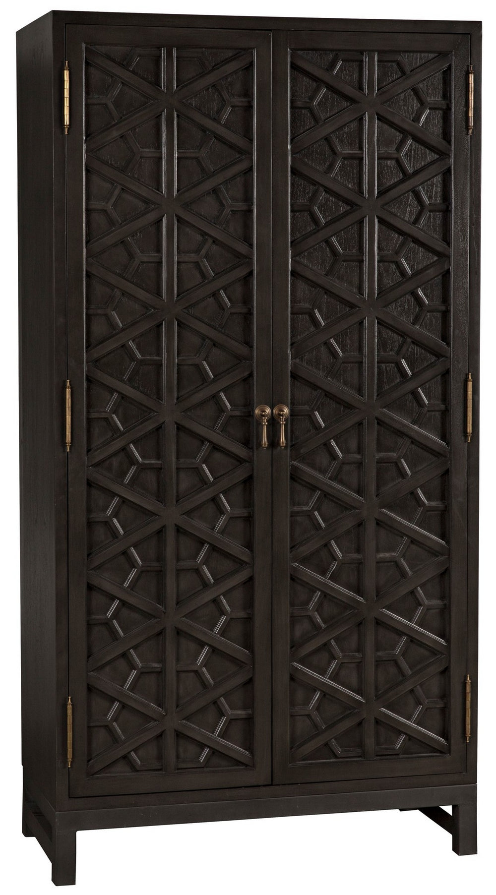 Maharadscha Small Hutch in Pale Mahogany with Matte Black Industrial Steel Base and Brass Pulls