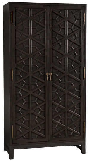 Maharadscha Small Hutch in Pale Mahogany with Matte Black Industrial Steel Base and Brass Pulls