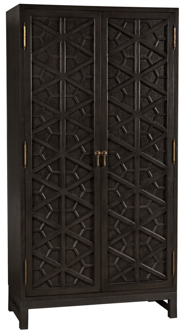 Maharadscha Small Hutch in Pale Mahogany with Matte Black Industrial Steel Base and Brass Pulls