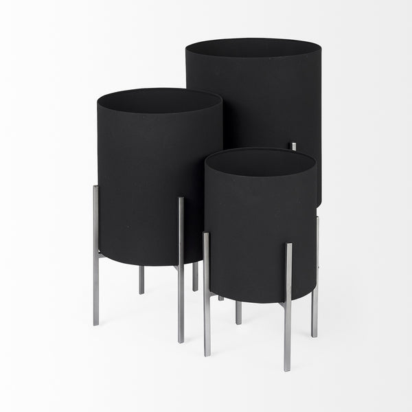Claypoole (Set of 3) Black Plant Stands