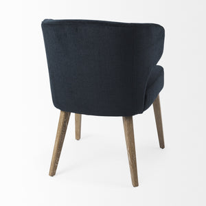 Niles 23.5L x 24.0W x 32.0H Navy Fabric Seat W/ Medium Brown Wooden Legs Wingback Dining Chair