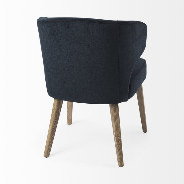 Niles 23.5L x 24.0W x 32.0H Navy Fabric Seat W/ Medium Brown Wooden Legs Wingback Dining Chair