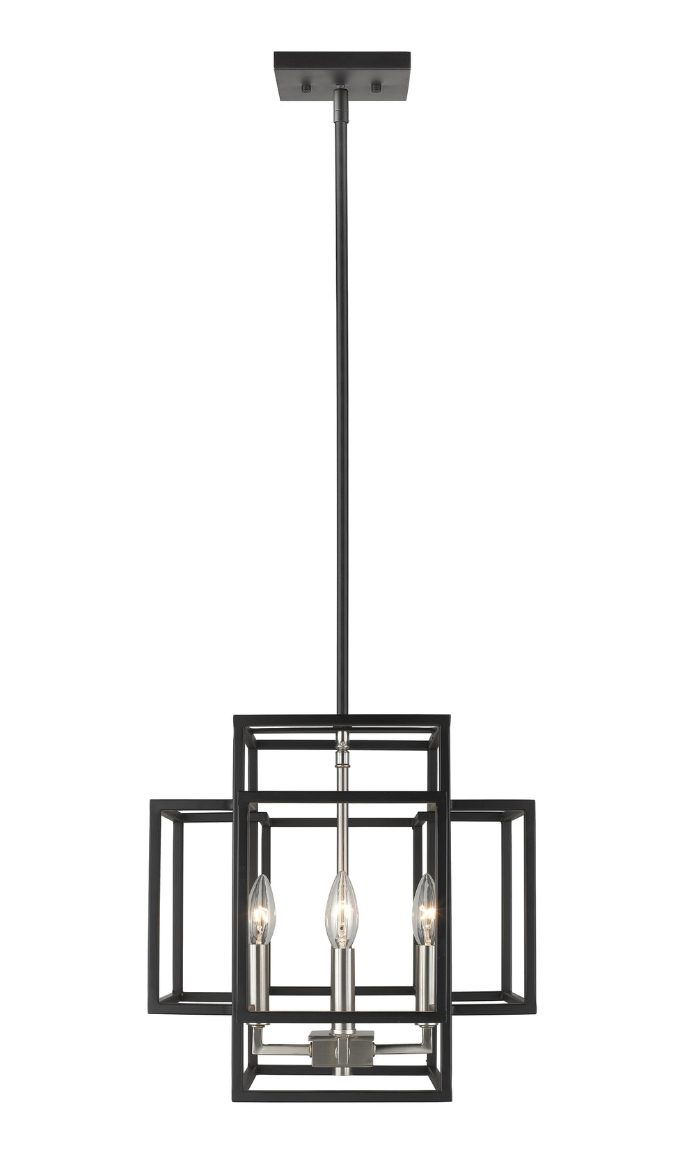 Titania 4 Light Pendant in Black + Brushed Nickel Finish