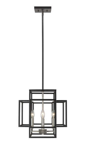 Titania 4 Light Pendant in Black + Brushed Nickel Finish