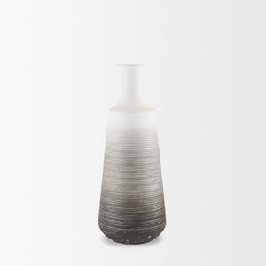 Toru Medium White w/ Grey Ombre Metal Vase