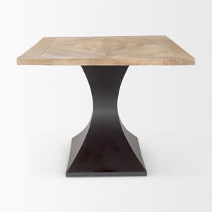 Maxton Light Brown Wood w/ Dark Gunmetal Iron Metal Dining Table