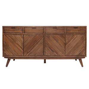 Piero Chevron Buffet 4 Drawers + 4 Doors In Monterey Brown
