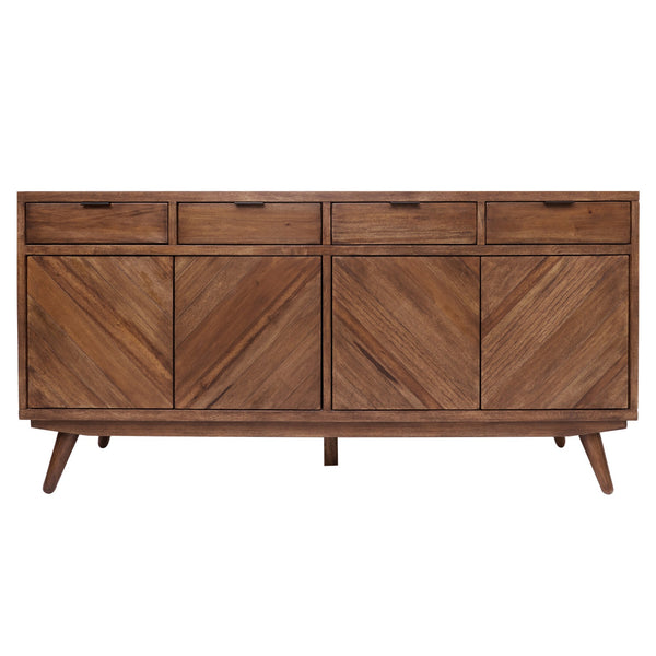 Piero Chevron Buffet 4 Drawers + 4 Doors In Monterey Brown