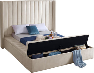 Joanne Queen Bed In Cream Velvet