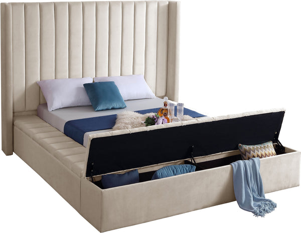 Joanne Queen Bed In Cream Velvet