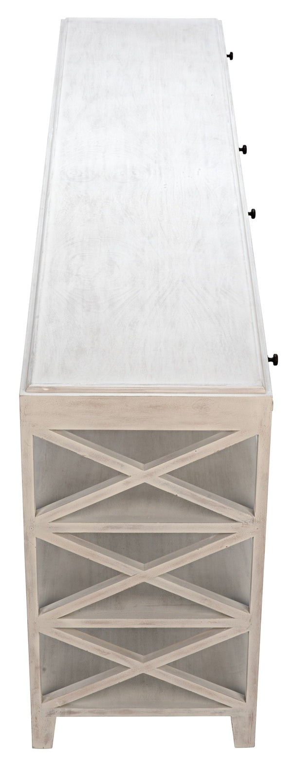 Sutton Mahogany and Veneer Console in White Wash with Brass Pulls