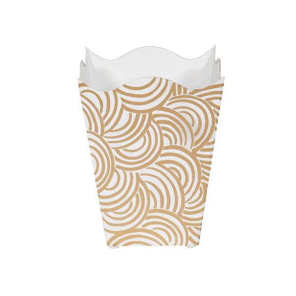 SQUARE WAVE TOP WASTEBASKET, STYLE:BREAKER, COLOR:GOLD