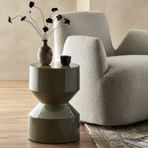 Ara End Table In Moss Lacquered Concrete