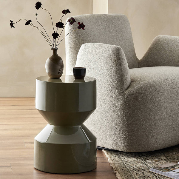 Ara End Table In Moss Lacquered Concrete