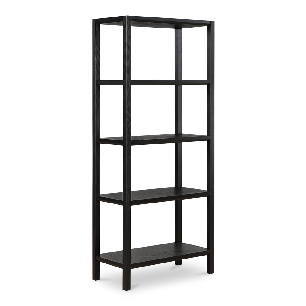 Moe's Nolan Black Bookcase with Beveled Edges
