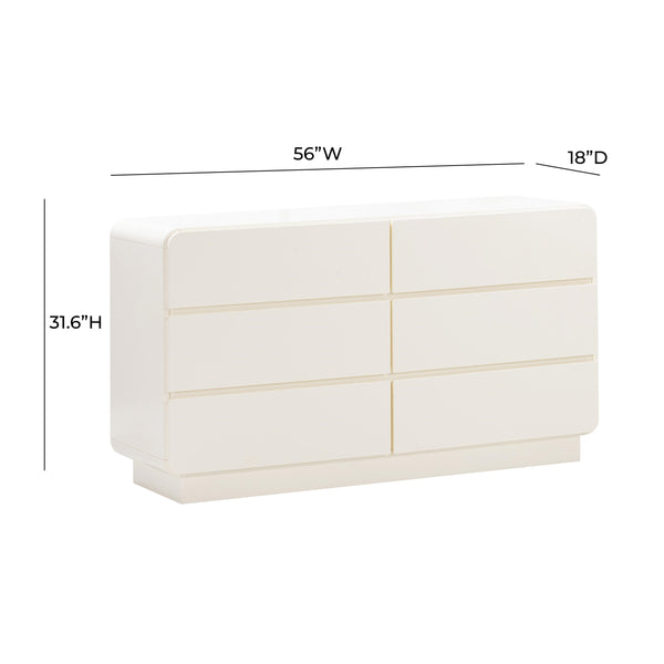 Sagura Cream 6-Drawer Dresser
