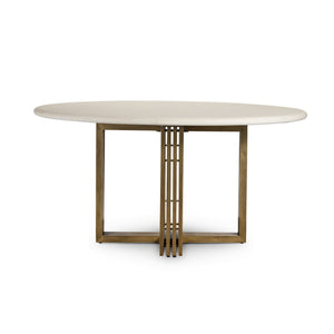 Mia Round Dining Table In Parchment White
