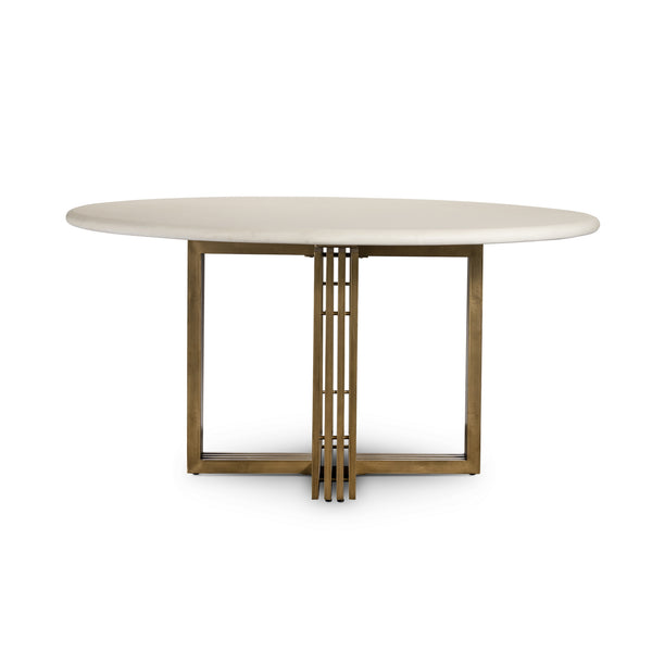 Mia Round Dining Table In Parchment White