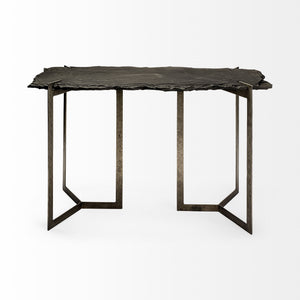 Shale III 50L x 20W Black Live-Edge Slate and Iron Console Table