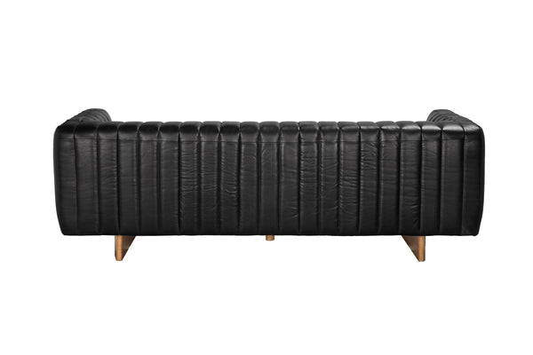 Khann Sofa, Ebony Black Leather
