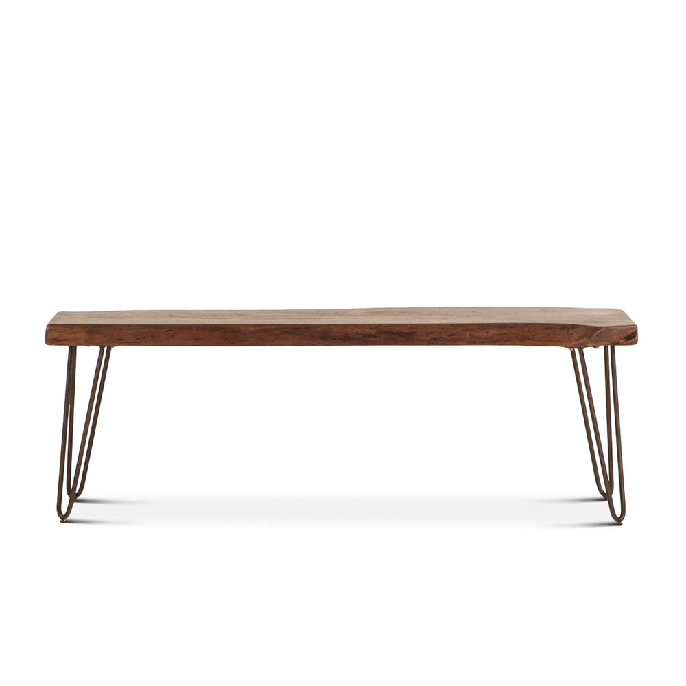 Vail 54-Inch Acacia Wood Live Edge Dining Bench in Walnut Finish