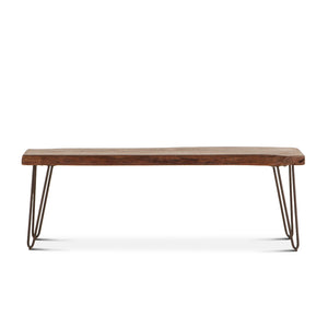 Vail 54-Inch Acacia Wood Live Edge Dining Bench in Walnut Finish