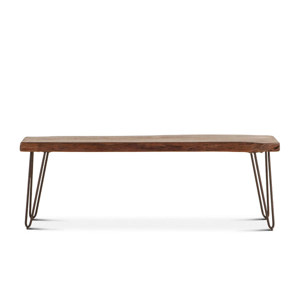 Vail 54-Inch Acacia Wood Live Edge Dining Bench in Walnut Finish