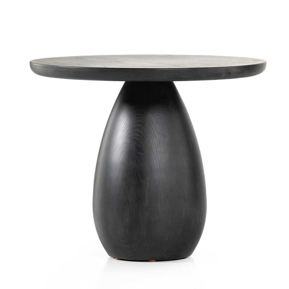 Merla Wood End Table In Tall In Black Wash Ash