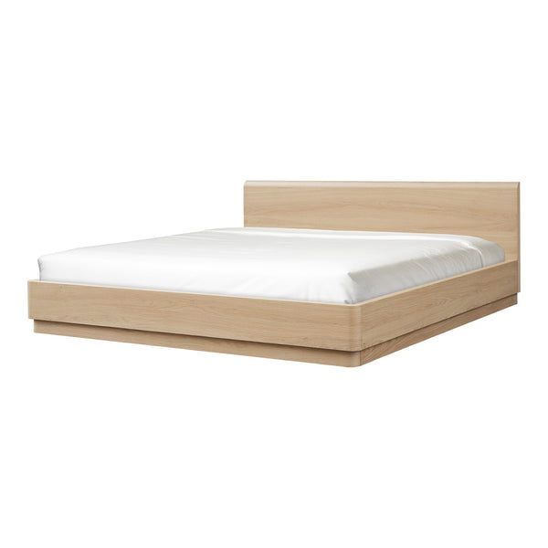 Moe's Round Off Queen Bed Light Oak Brown