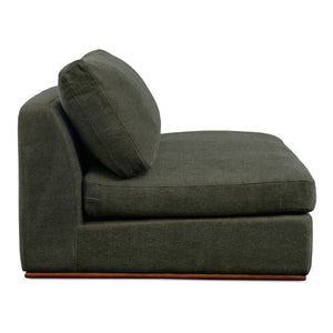 Moe's Rue Slipper Chair in Deep Green with Feather-Fill