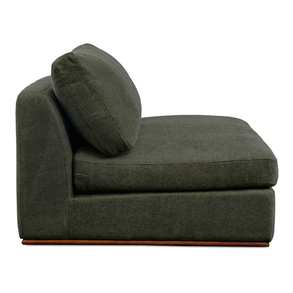 Moe's Rue Slipper Chair in Deep Green with Feather-Fill