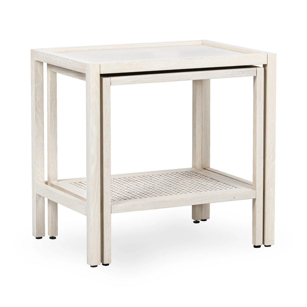 Devin Solid Wood Nesting Tables in Milk White