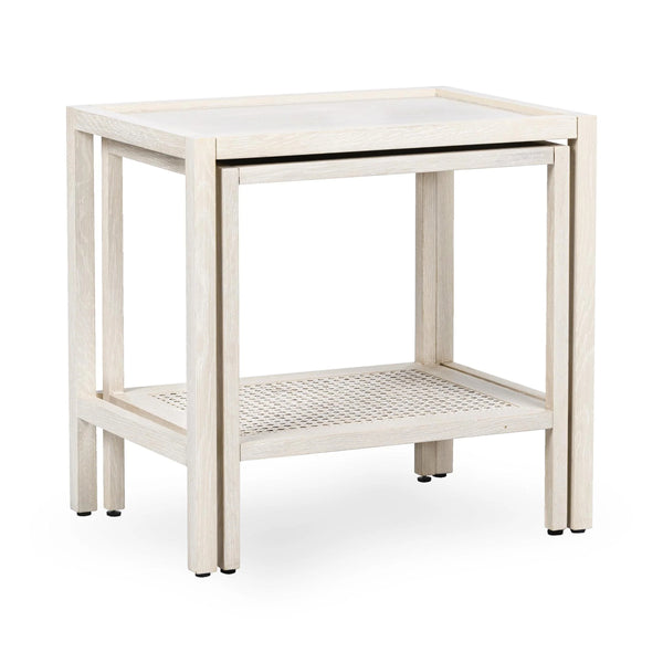 Devin Solid Wood Nesting Tables in Milk White