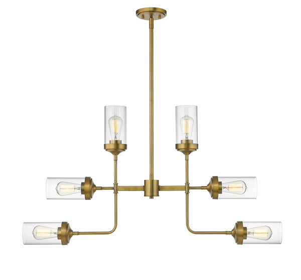 Calliope 6 Light Pendant in Foundry Brass Finish