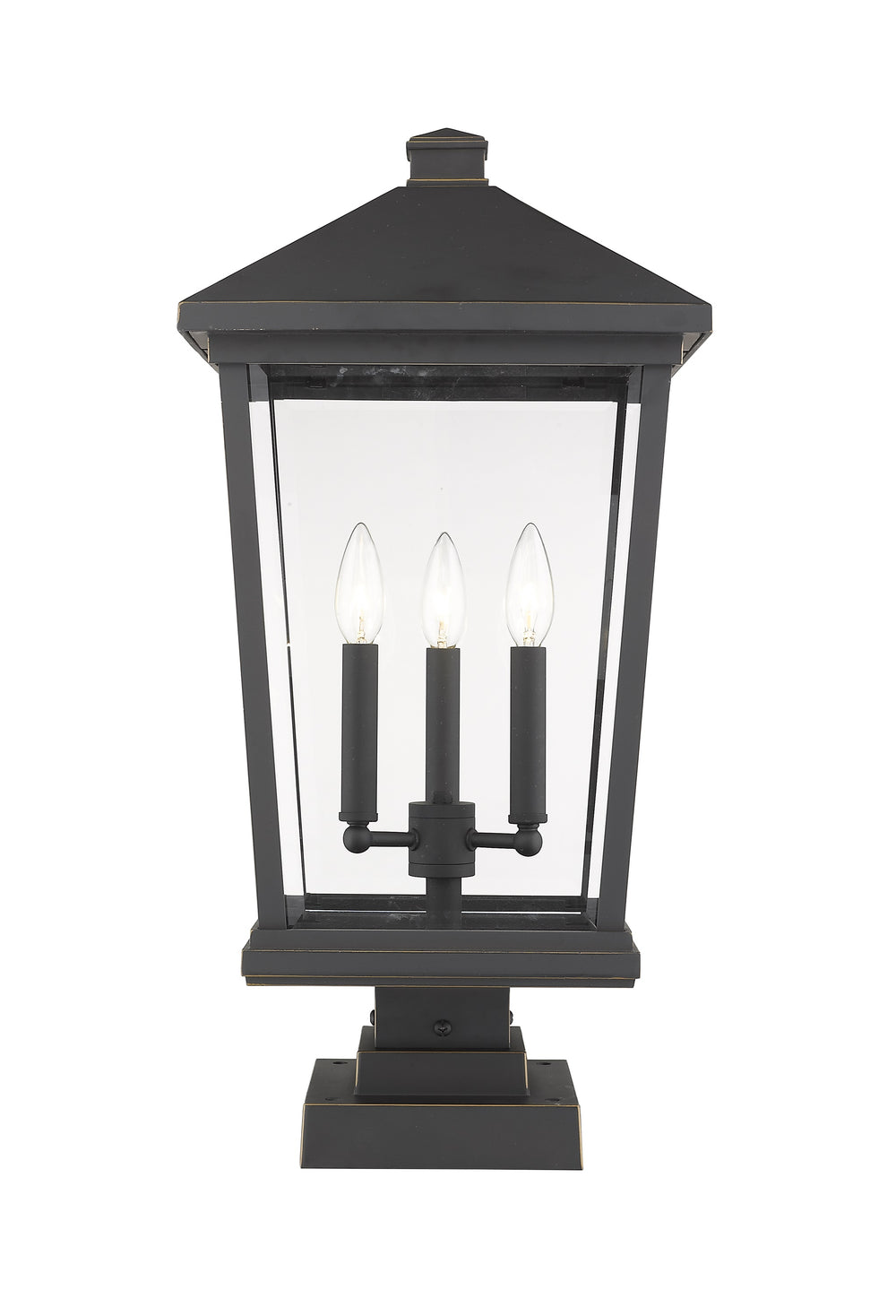 Beacon 3 Light Outdoor Pier Mounted Fixture in Oil Rubbed Bronze Finish