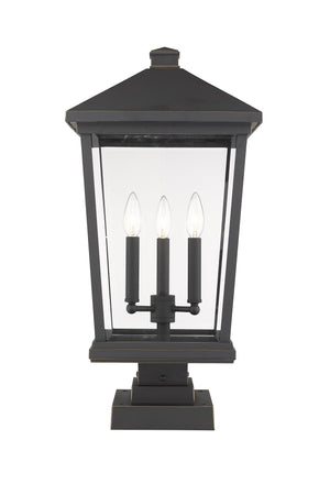 Beacon 3 Light Outdoor Pier Mounted Fixture in Oil Rubbed Bronze Finish