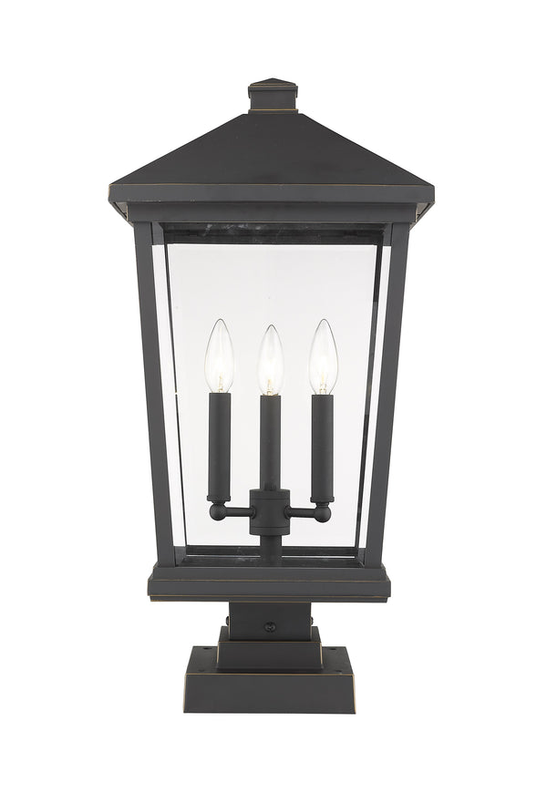 Beacon 3 Light Outdoor Pier Mounted Fixture in Oil Rubbed Bronze Finish