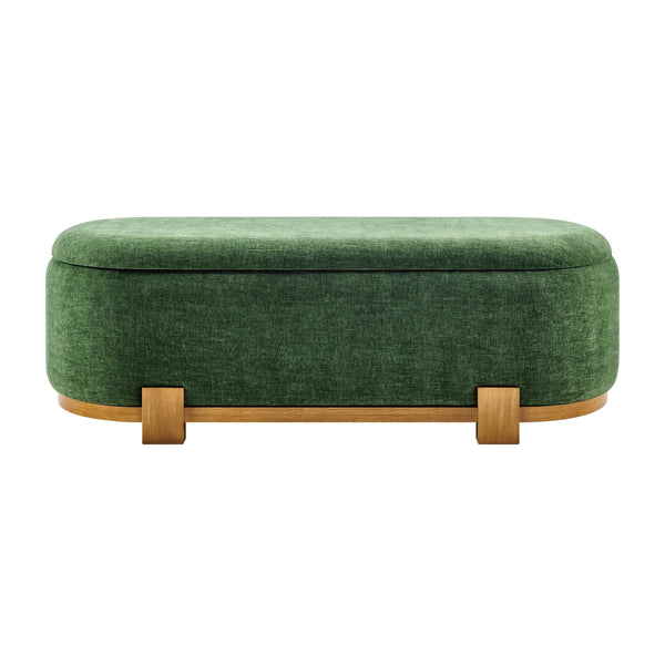 Ayleen Chenille Storage Bench, Seneca Green 