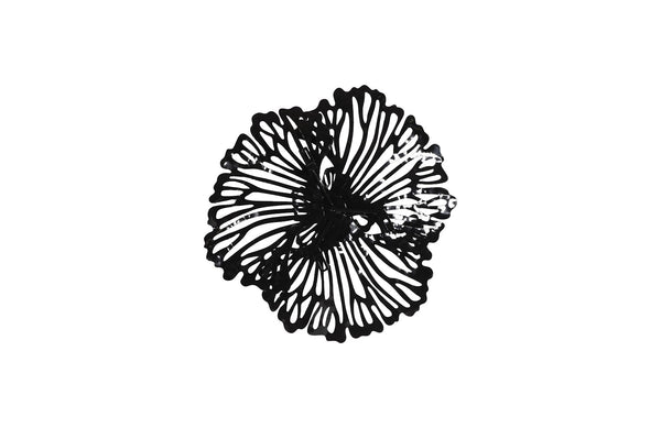 Flower Wall Art, Extra Small, Black, Metal