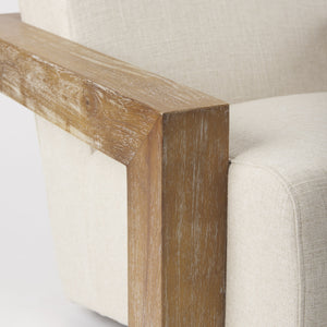 Sovereign Beige Fabric Seat and Wood Frame Accent Chair