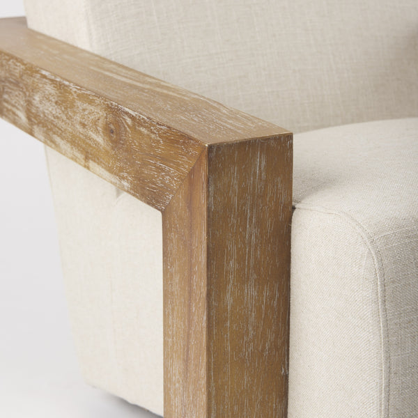 Sovereign Beige Fabric Seat and Wood Frame Accent Chair